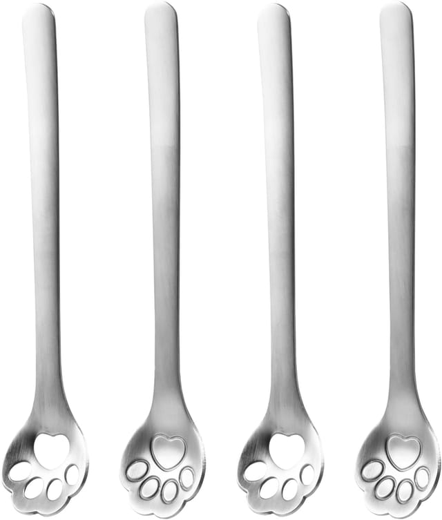 Lot De Huit Cuillères À Café En Acier Inoxydable Forme Griffe De Chat Pour Service De Table Et Boissons Design Original