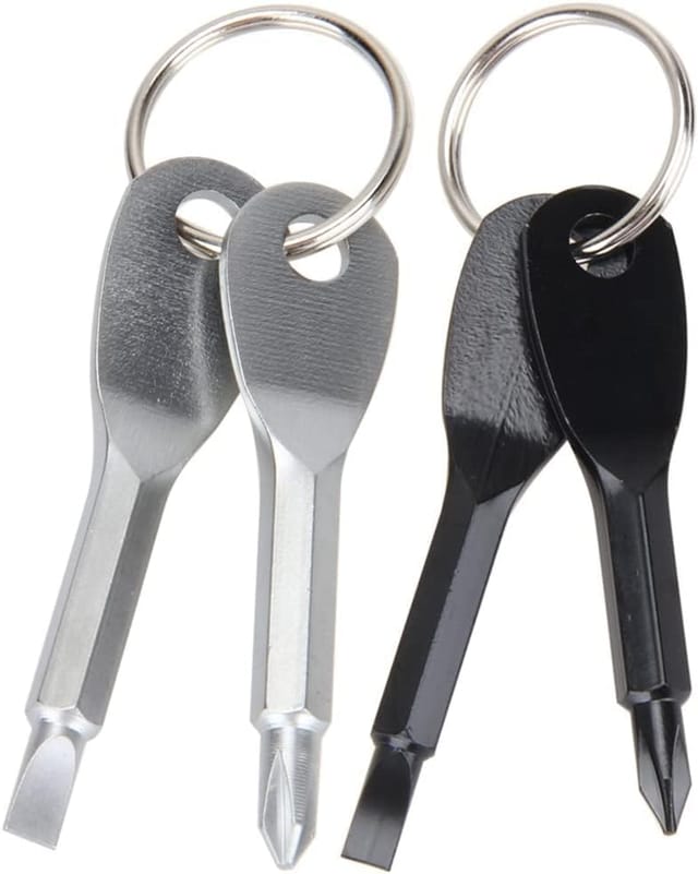 Lot De Deux Mini Outils De Poche Avec Tournevis Et Clés En Acier Inoxydable Porte Clés Multifonction Pour Survie