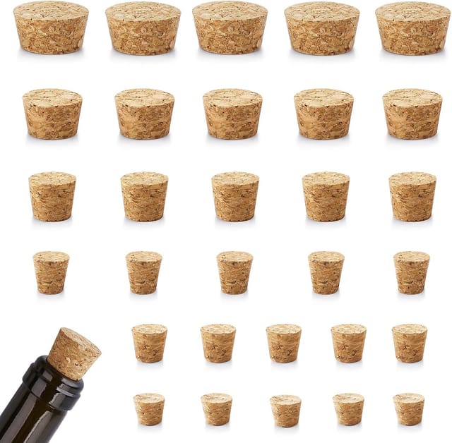 Lot De 30 Bouchons De Liège, Bouchons De Vin, Bouchons En Bois Pour Bouteilles De Vin, Bouchons De Rechange Coniques, Bouchons Pour La Fabrication De Verres