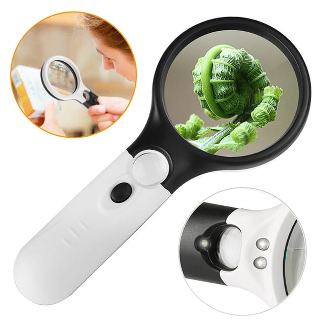 Loupe À 3 Led Avec Éclairage, Grossissement 3x 45x, Loupe De Lecture Portable, Loupe Pour Bijoux