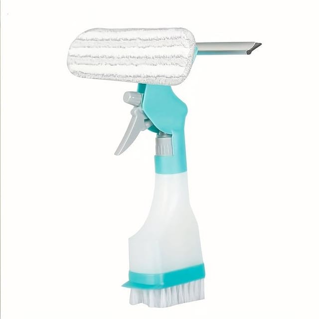 Essuie-vitres 4 En 1 Avec Flacon Pulvérisateur, Brosse De Nettoyage Multifonctionnelle Pour Vitres Avec Grattoir Et Brosse À Récurer, Outil De Nettoyage