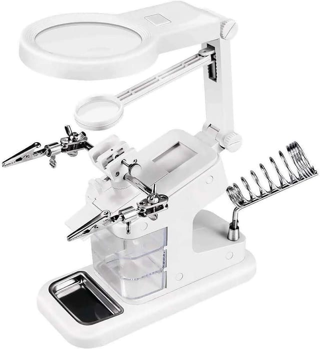 Loupe De Soudure Avec Dix Leds Trois Grossissements Trois Petites Boîtes Et Pinces Crocodile Pour Assemblage Réparation Et Travaux Minutieux