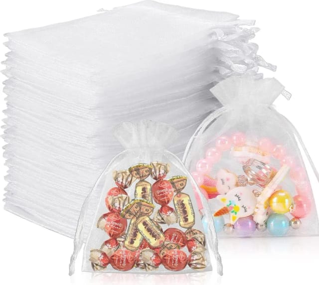 Lot De Cent Sachets Organza Sept Sur Neuf Centimètres Pour Cadeaux Bijoux Et Petits Objets Pochettes En Tulle Élégantes