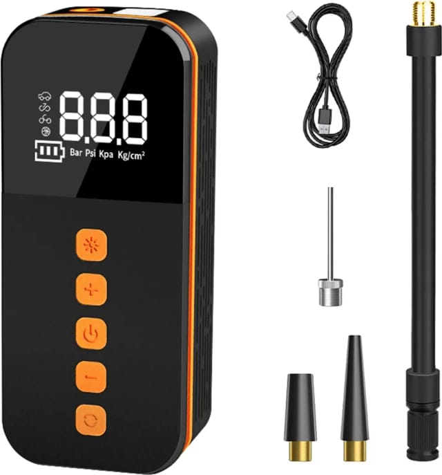 Gonfleur Portable Cent Cinquante Psi Pour Voiture Avec Led Arrêt Automatique Cinq Modes Pour Pneus Et Ballons