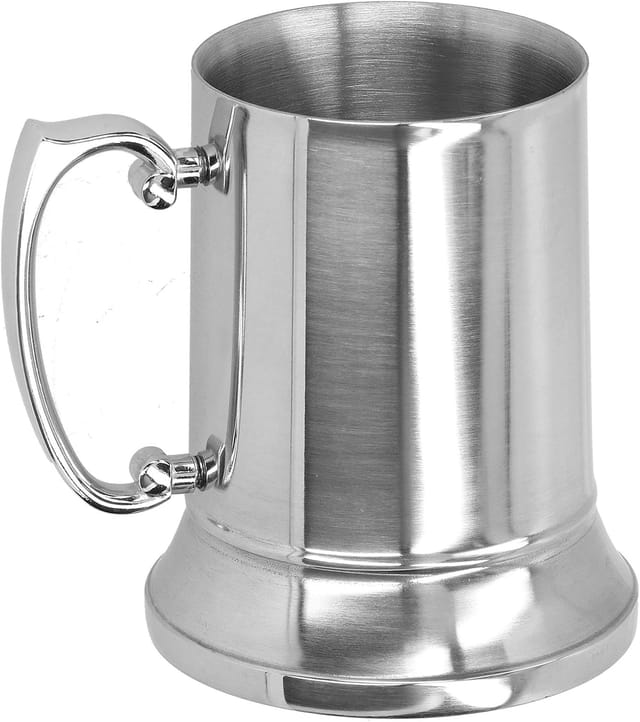 Tasse À Café En Acier Inoxydable Double Paroi Brossée Quinze À Dix Neuf Onces Pour Bière Et Boissons Avec Anse Pour Bar Et Maison