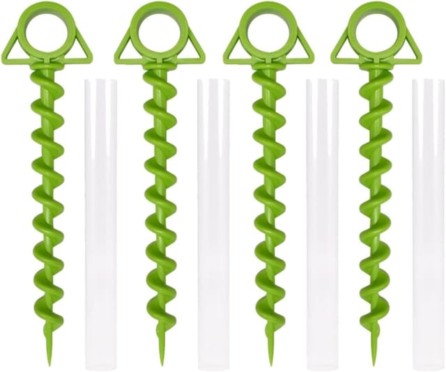 Lot De 4 Piquets De Tente En Plastique Avec Tubes, Accessoires De Camping Pour Tente, Tonnelle Et Randonnée
