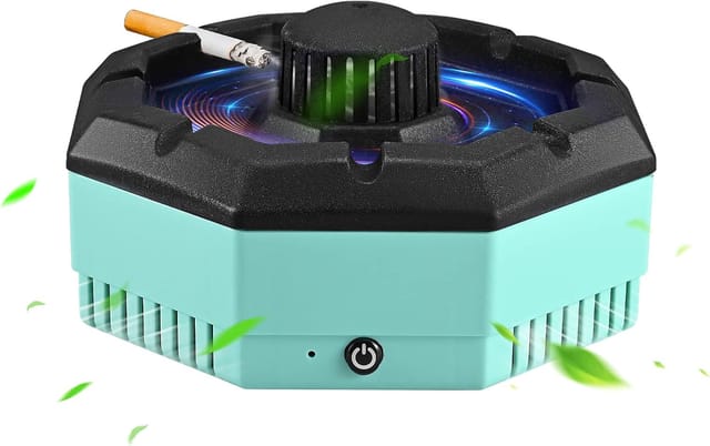 Cendrier 2-en-1 Avec Ventouse, Épurateur D’air Usb 3 Vitesses, Sans Fumée Pour Bureau Et Extérieur