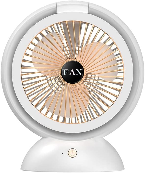 Ventilateur De Table Avec Batterie Et Petite Lampe Led, Rotation À 180°, 4 Vitesses Silencieuses, Portable Usb Pour Maison, Bureau Et Voyage
