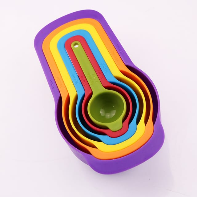 Ensemble De 6 Tasses Et Cuillères Doseuses – Format Compact – Plastique Robuste – Facile À Nettoyer – Compatible Lave-vaisselle