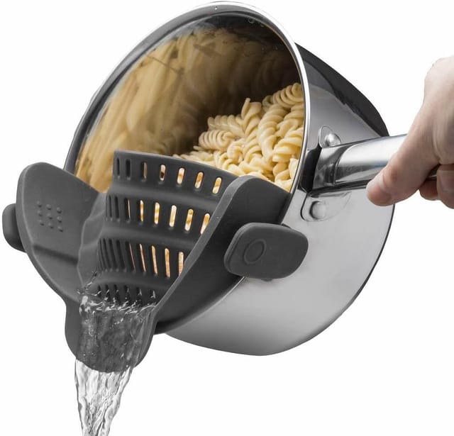 Filtre De Casserole Réglable En Silicone Pour Pâtes Et Légumes Outil De Cuisine Pour Égoutter Sans Contact