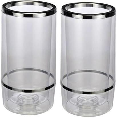 Lot De 2 Seaux À Glace En Plastique Double Couche Anti-gel, Pour Bière, Whisky, Champagne Et Cocktails, Isolation Thermique