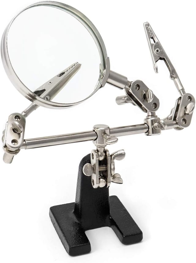 Loupe Avec Support Et Troisième Main, Grossissement 5x Ajustable, Outil Pour Soudure Et Inspection De Petits Objets