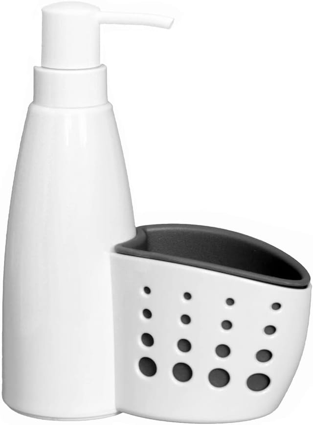 Distributeur De Savon Avec Porte Éponge Pour Évier De Cuisine Support Pour Éponge Et Savon Mains Libres Pratique Et Fonctionnel