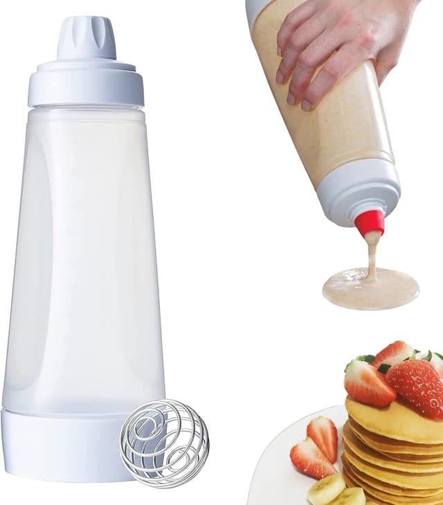 Distributeur De Pâte À Crêpes Avec Boule Mélangeuse, Outil De Cuisson, Presse À Crêpes, Pot À Pâte À Crêpes - Parfait Pour Un Usage Quotidien, Design Ergonomique...
