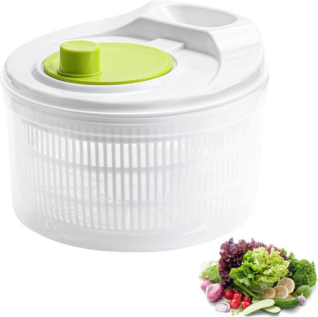 Essoreuse À Salade 3 L Avec Manivelle, Panier Et Couvercle, Laveur De Fruits Et Légumes, Accessoire De Cuisine Pratique