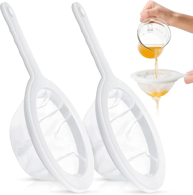 Lot De 2 Filtres En Nylon Avec Manche Antidérapant, Passoires Ultra-fines Pour Jus, Lait Et Café, Réutilisables