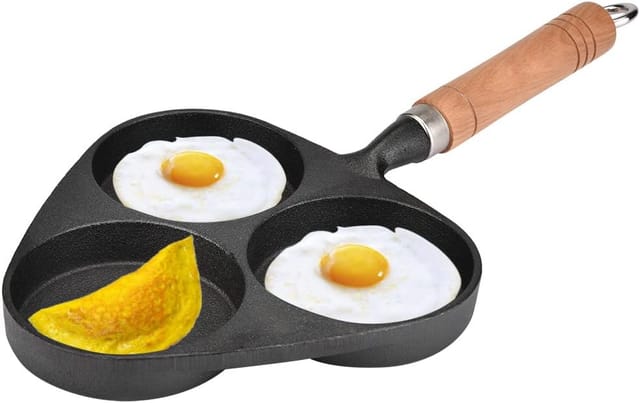 Poêle À Omelette En Fonte Trois Œufs Pour Hamburger Et Crêpes Ustensile De Cuisine Pour Cuisson Des Oeufs Et Viandes Anti Adhérent