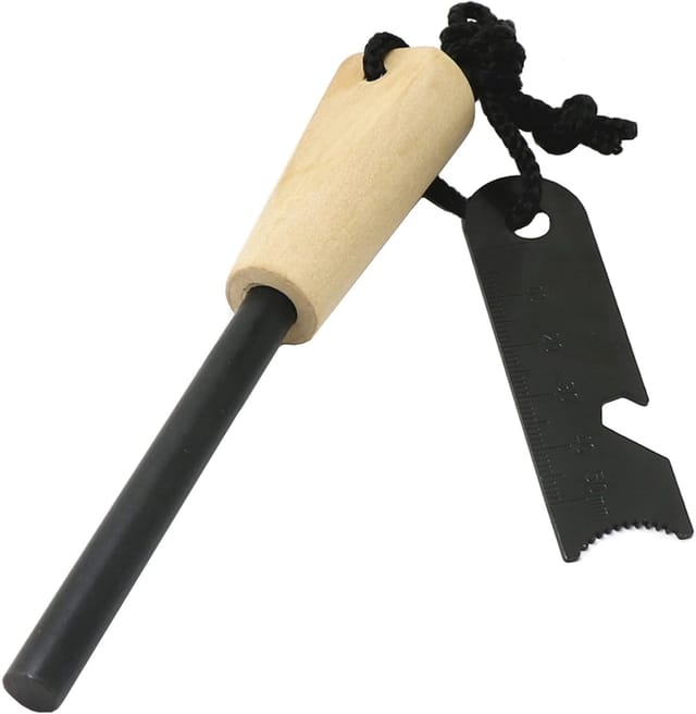 Briquet À Silex Naturel Kit Avec Baguettes De Magnésium Et Manche Bois Pour Camping Survie Et Activités Extérieures Allume Feu Robuste