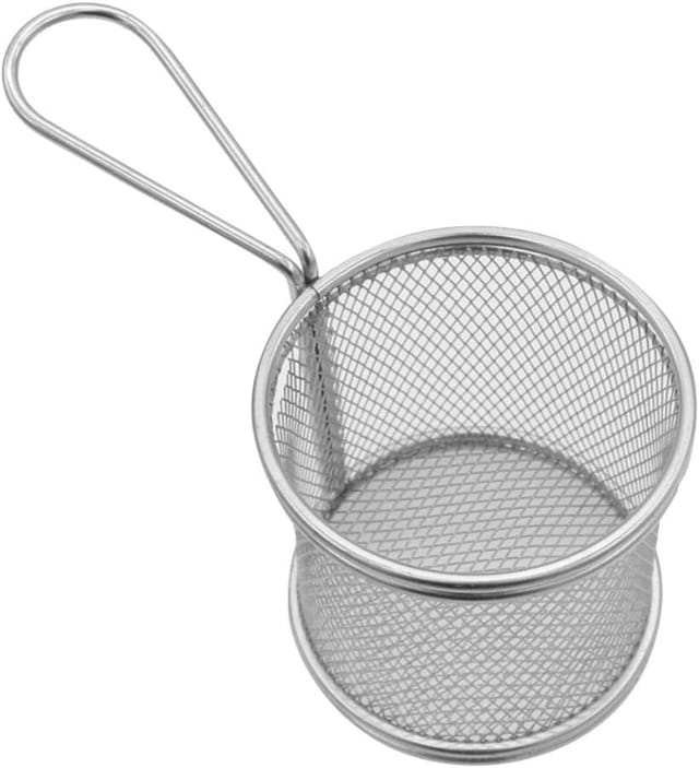 Panier À Frites Rond Miniature En Inox, Passoire Pour Frites, Ailes De Poulet, Crevettes Et Chips, Accessoire De Cuisine Polyvalent
