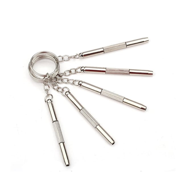 Tournevis Porte-clés Pour Lunettes, Clé De Tournevis, Lot De 5 Pièces, Tournevis 3 En 1 En Aluminium Et Acier
