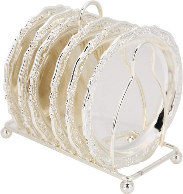 Sous Verres Avec Support Dorés Quatre Pouces Pour Table Basse Et Cuisine Accessoire Pour Bar Et Café Décoration De Table