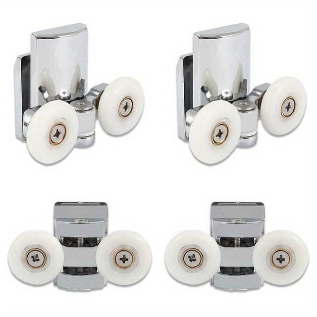Roulettes Pour Porte De Douche, Doubles Roulettes, Roues, Poulies, Métal, Diamètre Des Roues : 23 Mm (haut Et Bas), Pièces De Rechange Pour Salle De Bain (2 Haut + 2 Bas)