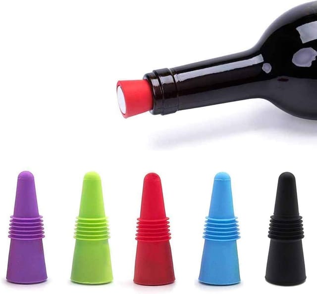 Bouchons Pour Vin Rouge, Lot De 5 Bouchons En Silicone, Bouchons De Bouteille De Vin Réutilisables En Silicone, Pour Sceller Et Conserver Le Vin, La Bière, Le Champagne Et Les Vins De Soda.