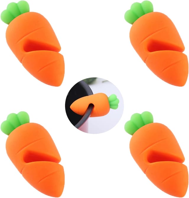 Lot De Quatre Poignées De Couvercle En Silicone Forme Carotte Résistantes À La Chaleur Pour Soupes Et Marmites Accessoire De Cuisine Pratique