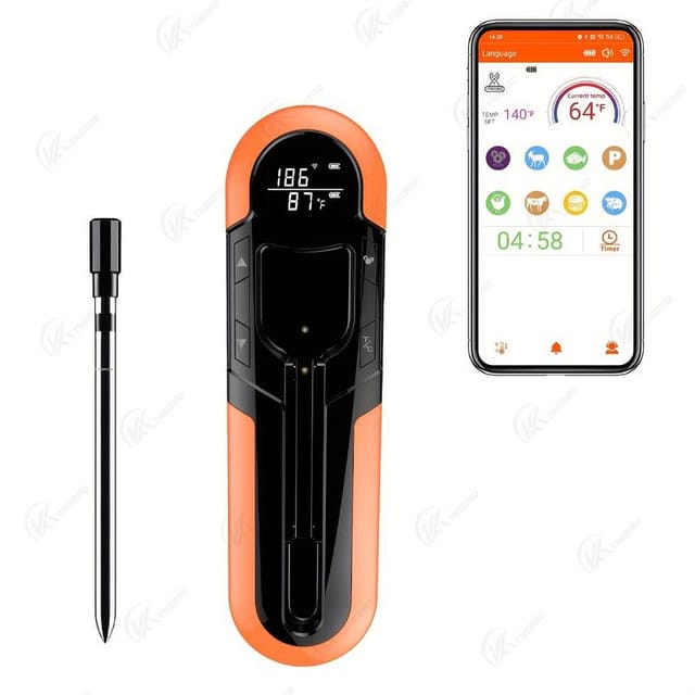Thermomètre À Viande Sans Fil, Application De Contrôle À Distance Intelligente, Thermomètre Alimentaire Numérique Bluetooth Avec Sonde Étanche
