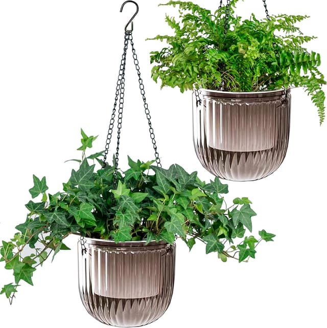 Lot De Jardinières Suspendues À Arrosage Automatique Pour Plantes D'Intérieur Avec Trous De Drainage, Jardinières Suspendues Pour Pots De Fleurs D'Extérieur