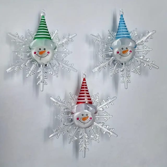 Lampe Led Bonhomme De Neige Avec Flocon De Neige Et Ventouse Pour Plafond Et Chevet Veilleuse Lumineuse Pour Decoration De Noel