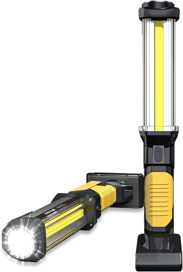 Lampe De Travail Led Rechargeable 1500 Lumens Cob Ultra-lumineuse, Portable, Avec Base Magnétique Et Crochet.