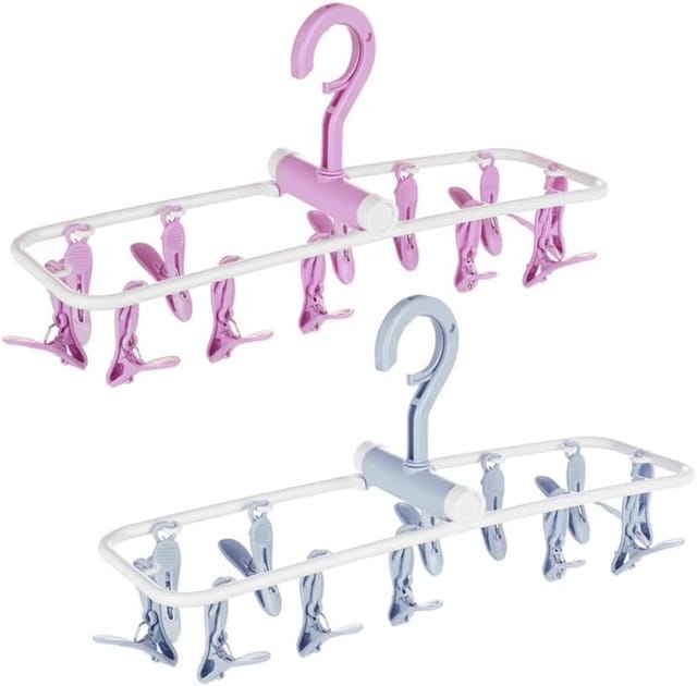 Cintre À Linge Pliant Avec Douze Pinces Pour Chaussettes Et Lingerie Support De Séchage Pour Machine À Laver