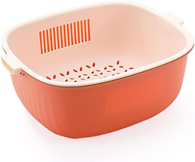 Ensemble De Filtration 2-en-1 En Plastique Pp Sans Bpa, Bol Passoire Double Couche Pour Nettoyer Fruits Et Légumes