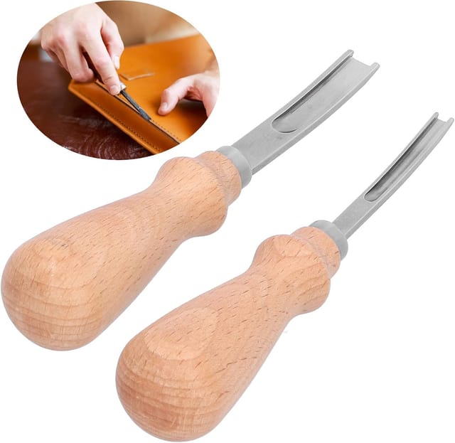 Outil De Biseautage Pour Cuir Large Coupe Avec Manche Bois Pour Maroquinerie Et Travaux Manuels