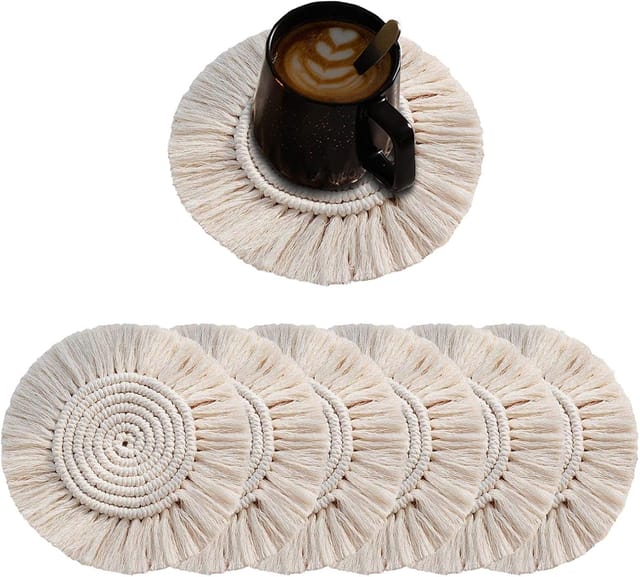 Lot De 6 Sous-verres En Coton Ronds, Supports Pour Tasses Et Verres, Décoration De Table Et Bar