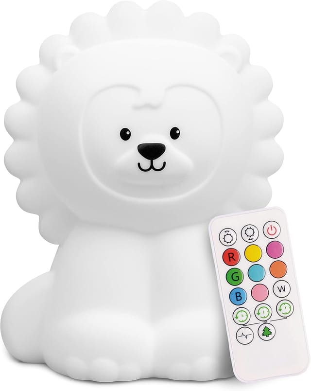 Veilleuse Lion Pour Enfant En Silicone Lampe De Chevet Pour Bébé Et Tout Petit Portable Animal Lumineux Cadeau Original
