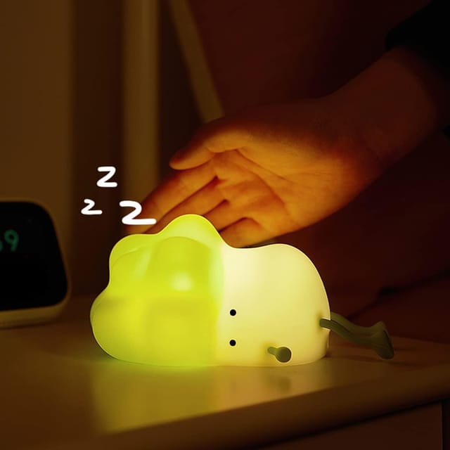 Veilleuse En Silicone Pour Enfants, Lampe De Chevet Led Rechargeable En Forme De Chou Mignon Avec Capteur Tactile, Idéale Comme Cadeau De Noël.