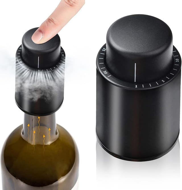Lot De 2 Bouchons Pour Bouteilles De Vin, Réutilisables, À Fermeture Sous Vide, Avec Indication Du Temps De Conservation, Idéaux Pour Le Vin.