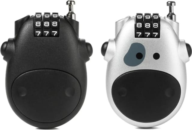 Lot De Deux Câbles Antivol Télescopiques Portables Pour Vélo Et Moto Noir Et Argent Serrure À Code Pour Casque Et Équipement