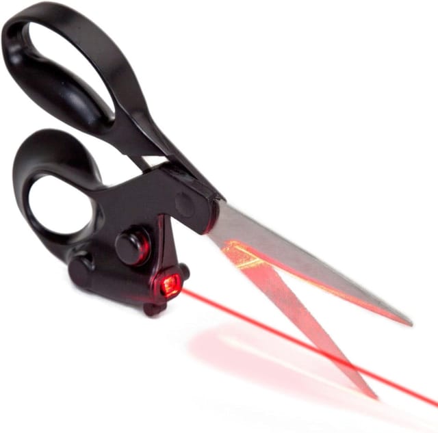 Ciseaux À Guide Laser Pour Couper En Ligne Droite Lame Inox Manche Ergonomique Alimentation Par Pile Outil De Précision