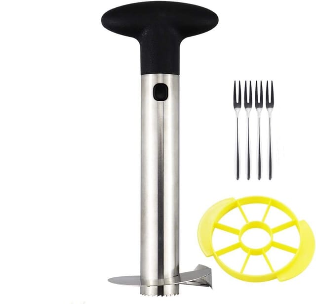 Outil Pour Vider Et Trancher L'Ananas, Coupe-ananas Et Vide-ananas En Acier Inoxydable Triple Renforcé Avec Fourchette Alimentaire