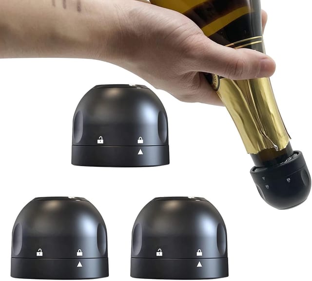 Bouchons À Champagne, Lot De 3, Noirs, Étanches, Professionnels, Préservent La Fraîcheur Du Champagne