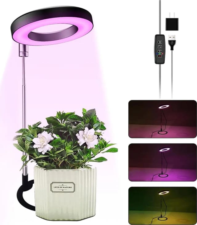 Lampe De Croissance Pour Plantes Avec Minuterie Et Dimmable Anneau Spectre Complet Imitation Soleil Pour Semis