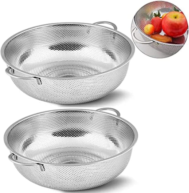 Lot De 2 Passoires Fines En Acier Inoxydable Avec Manche Ergonomique, Filtre Pour Pâtes, Fruits, Légumes Et Microperforé
