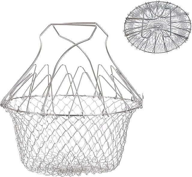 Panier De Friture Pliable En Acier Inoxydable, Égouttoir Multifonction Pour Aliments Frits Et Lavage De Fruits Et Légumes