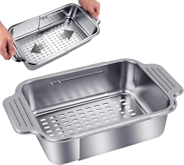 Panier Filtre Rétractable Pour Évier En Acier Inoxydable 304, Égouttoir Pour Légumes, Fruits, Pâtes Et Vaisselle Légère