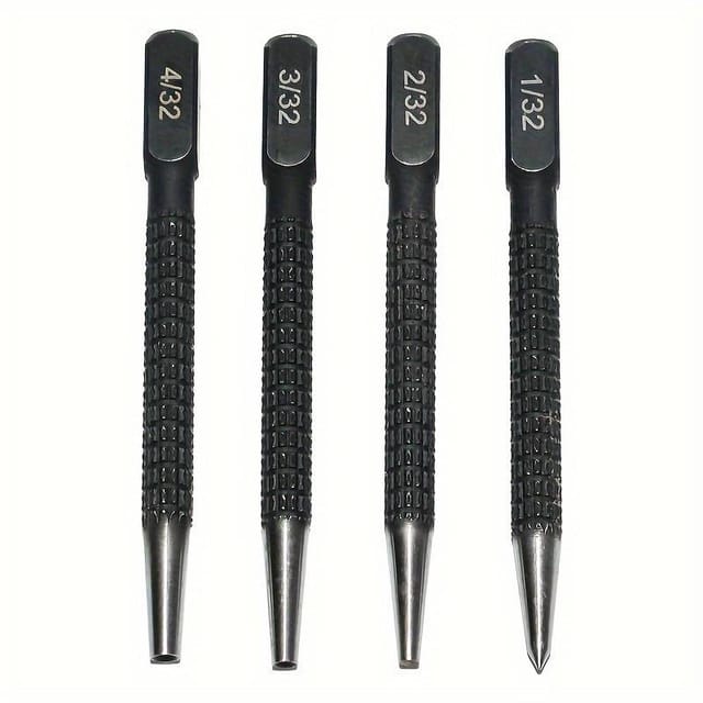 Jeu De Poinçons De Centrage Antidérapants, Poinçon De Centrage En Acier Au Carbone De 2,4 Mm (3/32") Pour Outils De Perçage En Acier Allié, Métal Et Bois