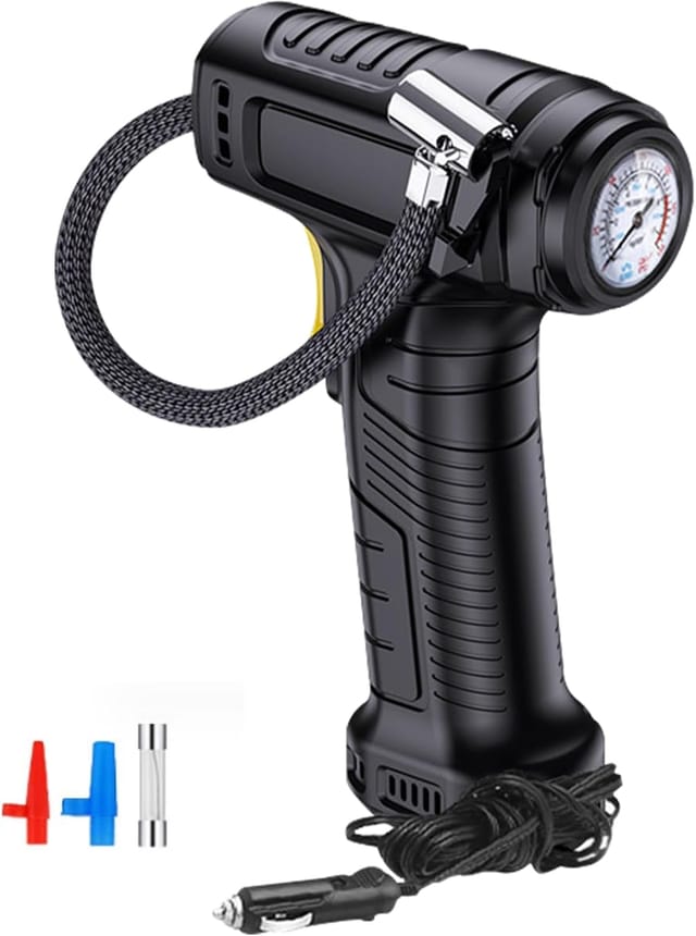 Gonfleur De Pneus Portable, Compresseur D'Air, Pompe Pour Pneus De Voiture, Pompe À Air Manuelle, Gonfleur De Pneus Avec Manomètre