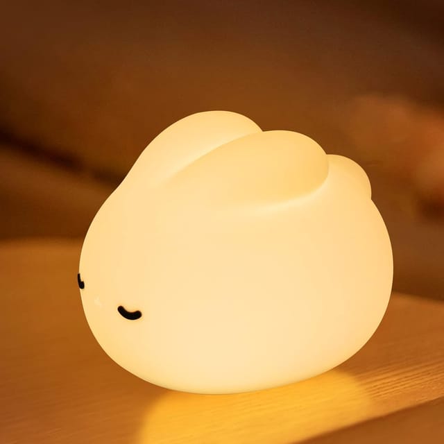 Veilleuse Bébé En Silicone Forme Lapin, Lumière Led Tactile Réglable Avec Minuterie, Cadeau Pour Chambre D’enfant